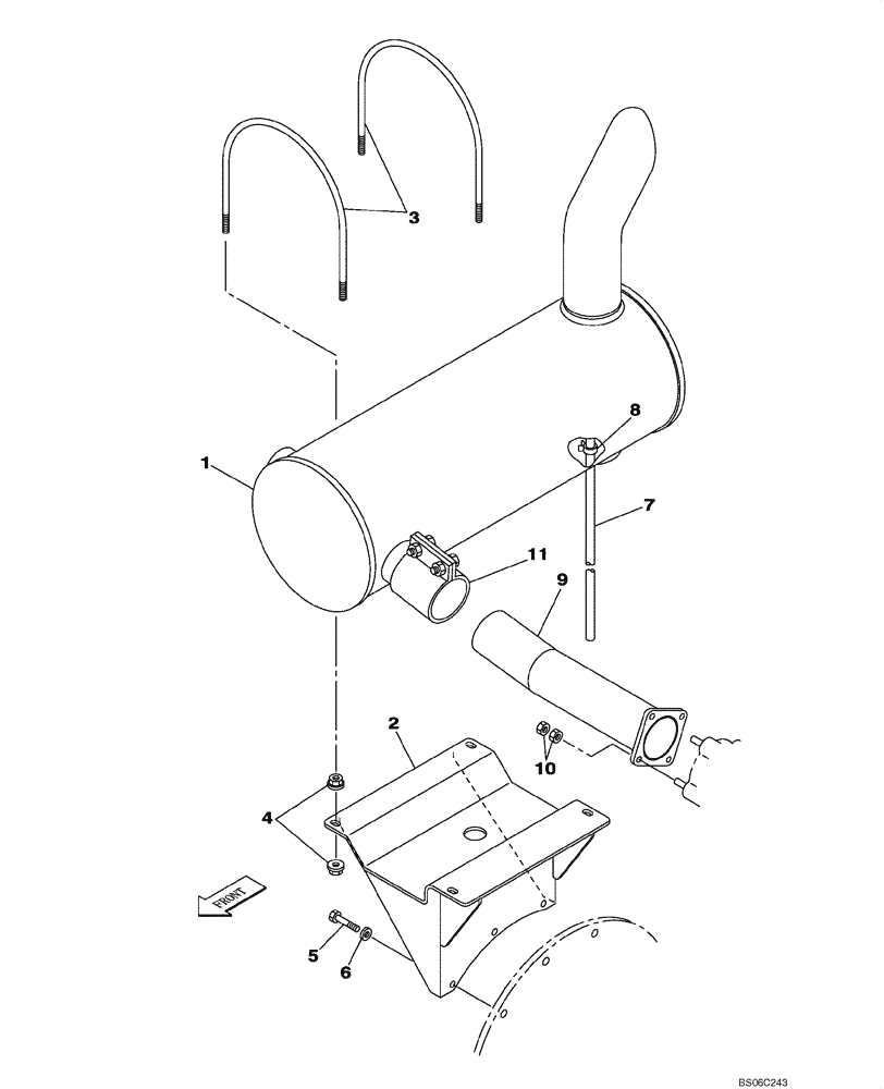 Схема запчастей Case CX330 - (02-003-00[01]) - EXHAUST SYSTEM - MUFFLER (02) - ENGINE