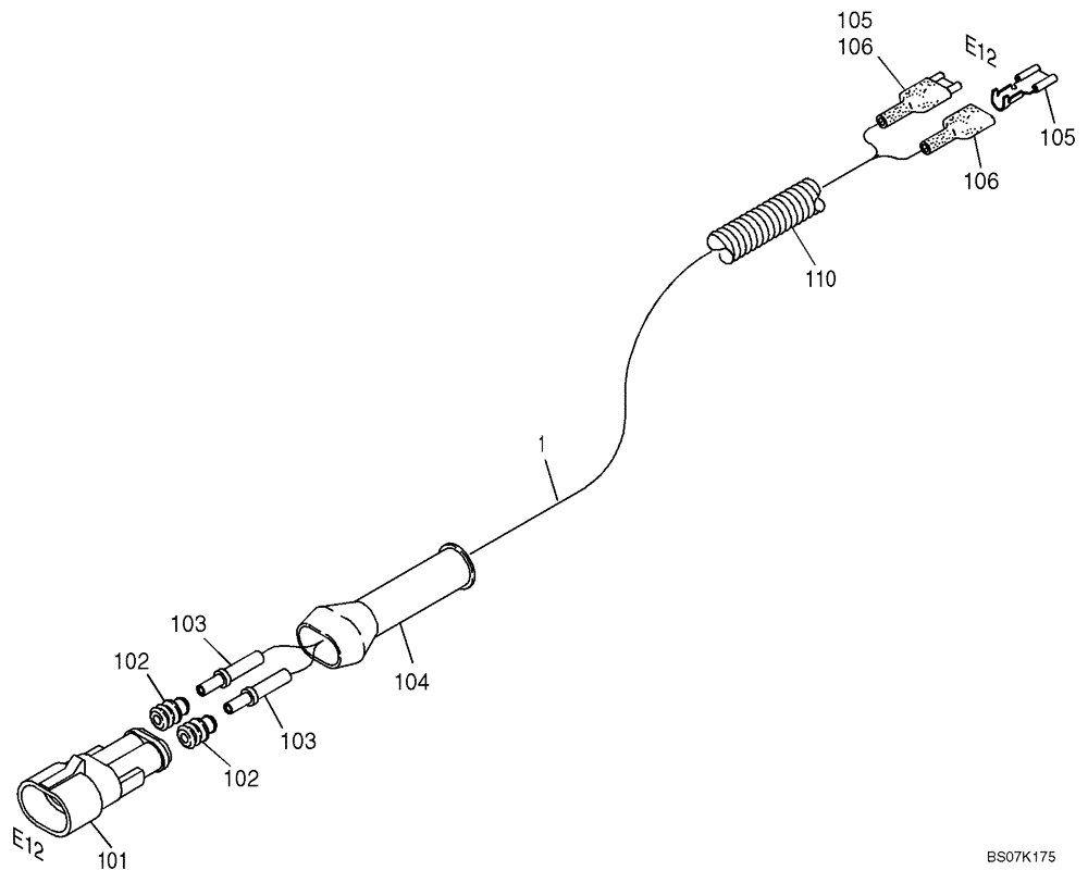 Схема запчастей Case 221E - (32.243[2990492000]) - CABLE HARNESS LICENSE PLATE LIGHT (55) - ELECTRICAL SYSTEMS