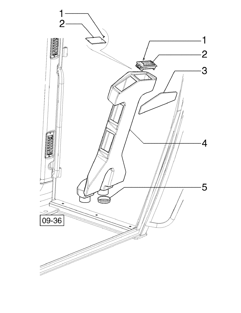 Схема запчастей Case 865B - (09-45[01]) - CAB, CENTRAL AIR DUCT (09) - CHASSIS/ATTACHMENTS