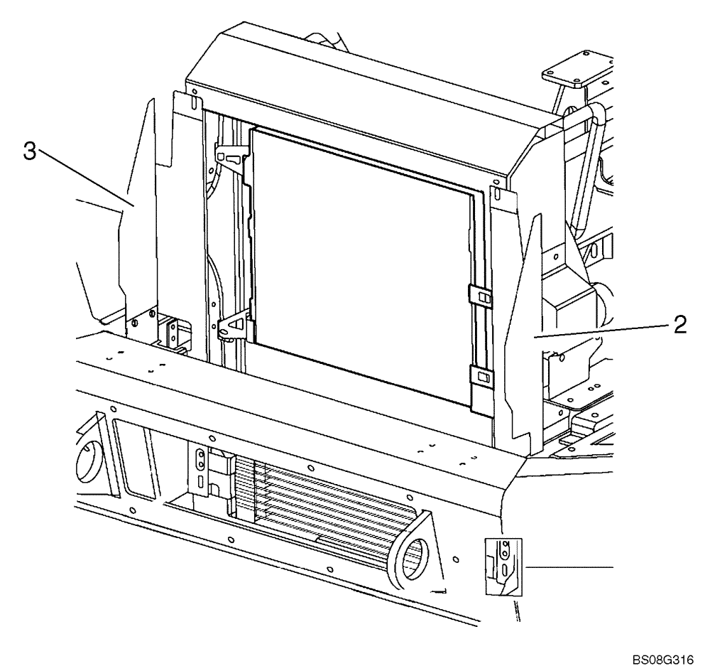 Схема запчастей Case 335 - (04B00000033[002]) - RADIATOR BAFFLE INSTALLATION (UPGRADE BULLETIN W0706) (01) - ENGINE