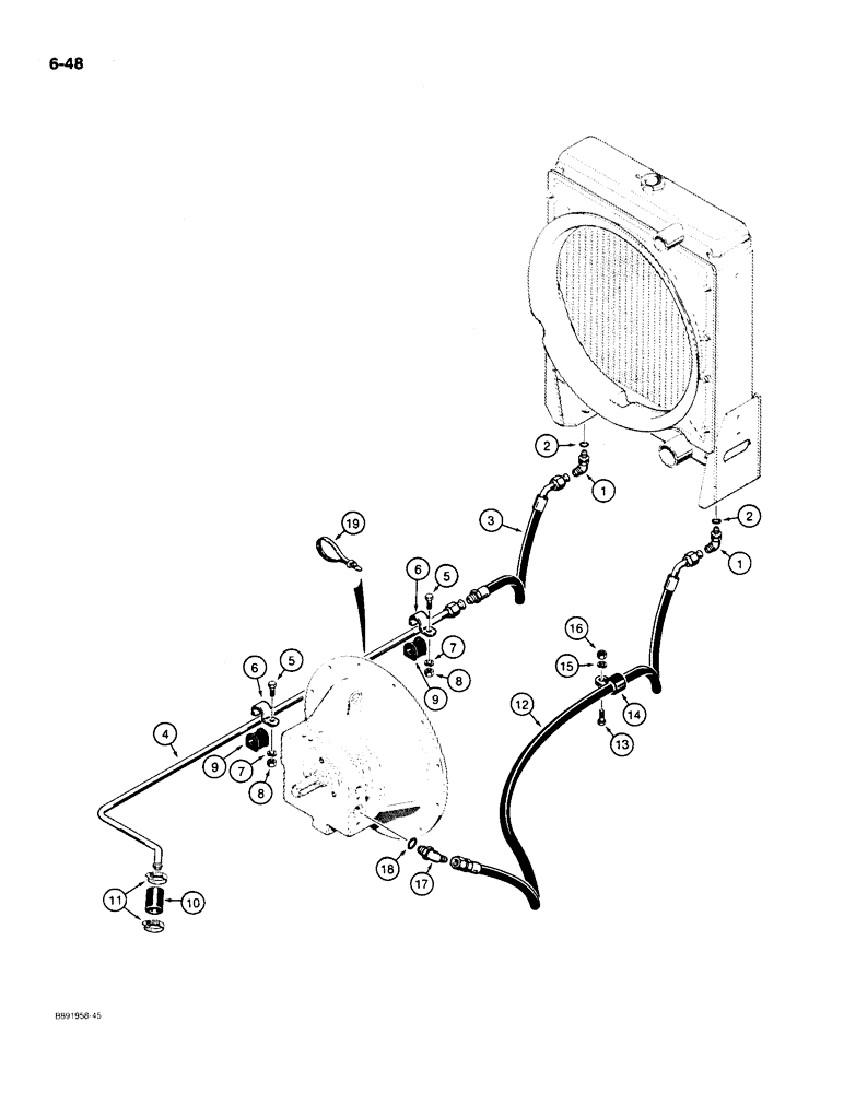 Схема запчастей Case 550 - (6-48) - CRAWLER HYDRAULIC CIRCUIT, COOLING SYSTEM, PRIOR TO P.I.N. JAK0013968 (06) - POWER TRAIN