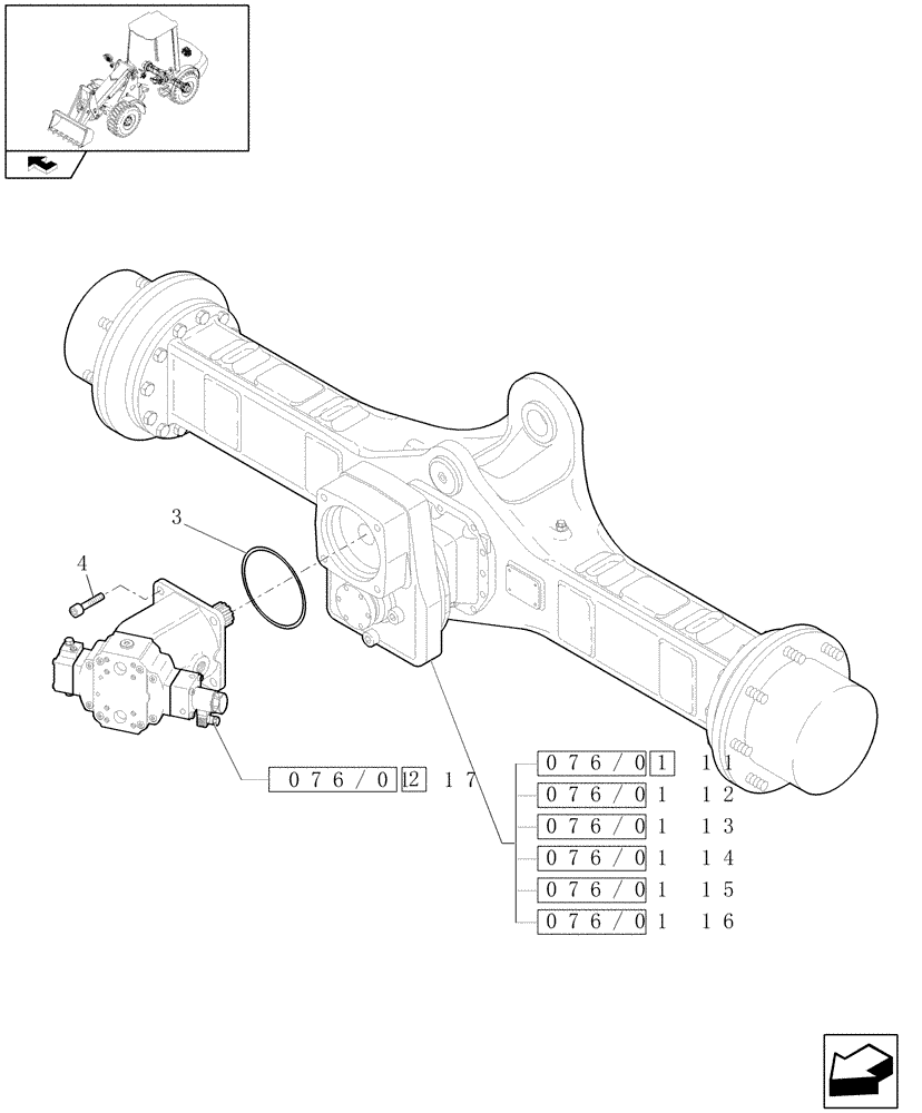 Схема запчастей Case 121E - (076/01[10]) - 20 / 35KM/H (HIGH SPEED) REAR AXLE: HYDRAULIC MOTOR ASSEMBLY (05) - REAR AXLE