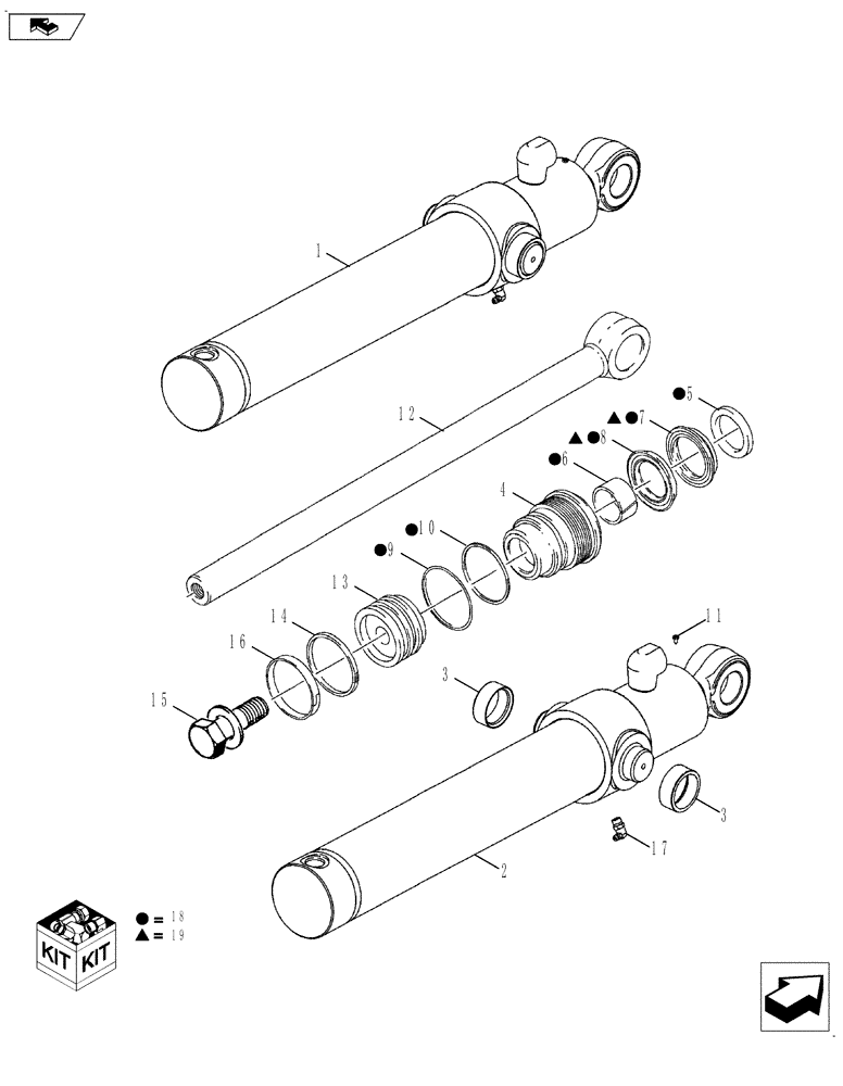 Схема запчастей Case 580SN WT - (35.738.01[02]) - CYLINDER - LOADER BUCKET (580SN, 580SN WT) (35) - HYDRAULIC SYSTEMS