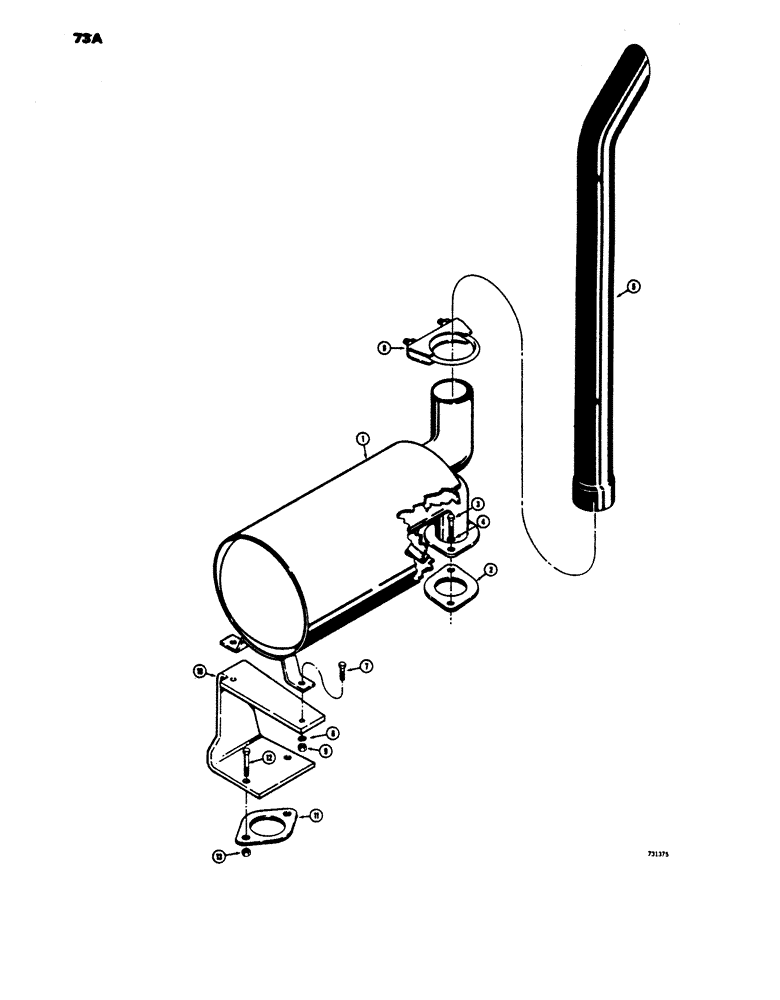 Схема запчастей Case 450 - (073A) - MUFFLER - HORIZONTAL STYLE (01) - ENGINE