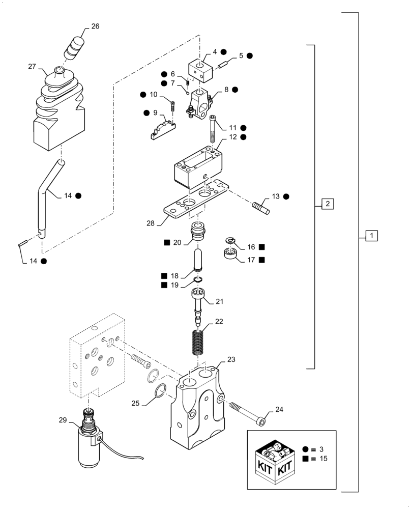 Схема запчастей Case 621F - (35.357.06[01]) - VALVE ASSEMBLY, JOYSTICK WITH SINGLE LEVER (35) - HYDRAULIC SYSTEMS