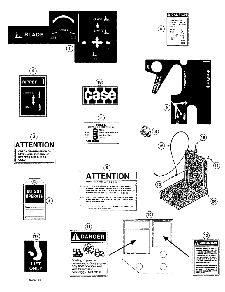 Схема запчастей Case 550E - (9-40) - DECALS AND OPERATORS MANUAL BOX (09) - CHASSIS/ATTACHMENTS