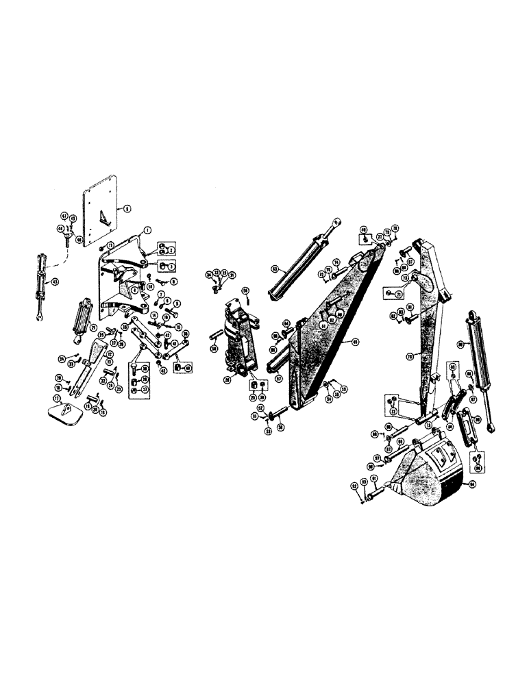 Схема запчастей Case 520 - (160) - BACKHOE MOUNTING PARTS, CYLINDERS, ARMS AND BUCKETS, MOUNTING BRACKET AND STABILIZERS (07) - HYDRAULIC SYSTEM