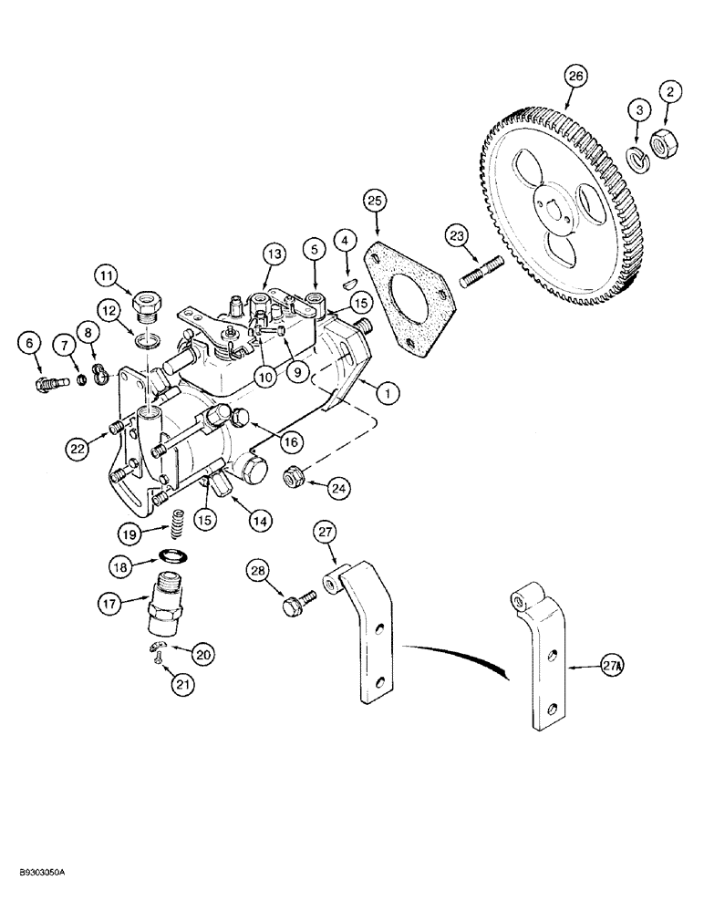 Схема запчастей Case 580SK - (3-14) - FUEL INJECTION PUMP AND DRIVE, 4-390 ENGINE, 4T-390 ENGINE,PRIOR TO TRAC PIN JJG0173468 (03) - FUEL SYSTEM