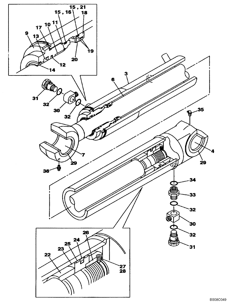 Схема запчастей Case CX80 - (08-31) - CYLINDER ASSY, STANDARD BOOM - MODELS WITH LOAD HOLD (08) - HYDRAULICS