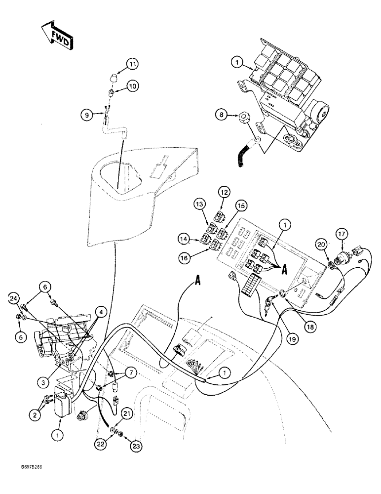 Схема запчастей Case 590L - (4-20) - SIDE CONSOLE INSTRUMENT HARNESS AND CONNECTIONS (04) - ELECTRICAL SYSTEMS