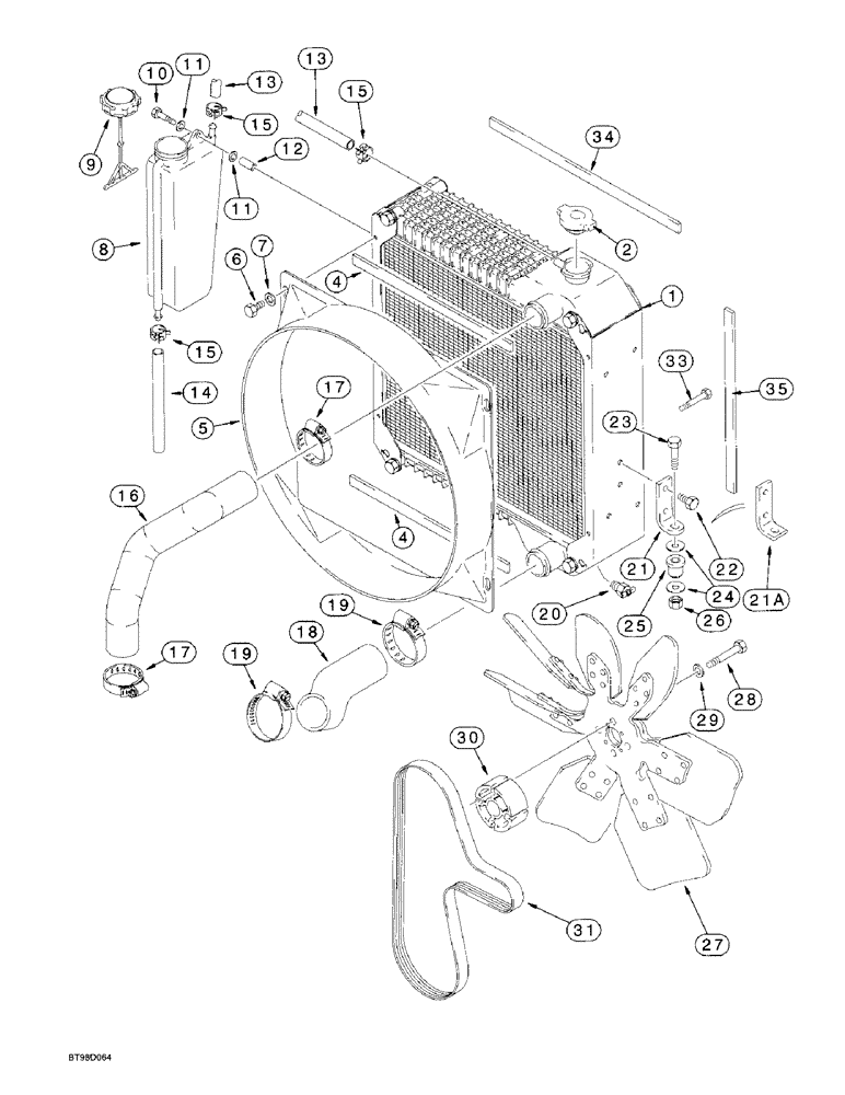 Схема запчастей Case 570LXT - (2-04) - RADIATOR,FAN & MOUNTING PARTS, MODELS W/AIR CONDITIONING (02) - ENGINE