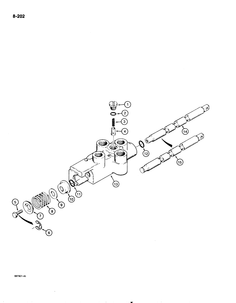 Схема запчастей Case 1818 - (8-202) - AUXILIARY HYDRAULIC CONTROL VALVE (08) - HYDRAULICS