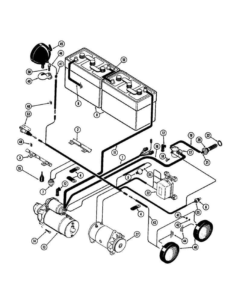 Схема запчастей Case 480CK - (061A) - ELECTRICAL EQUIPMENT & WIRING, (188) DIESEL ENG., USED W/ GENERATOR, USED PRIOR TO TRAC. S/N 8656686 