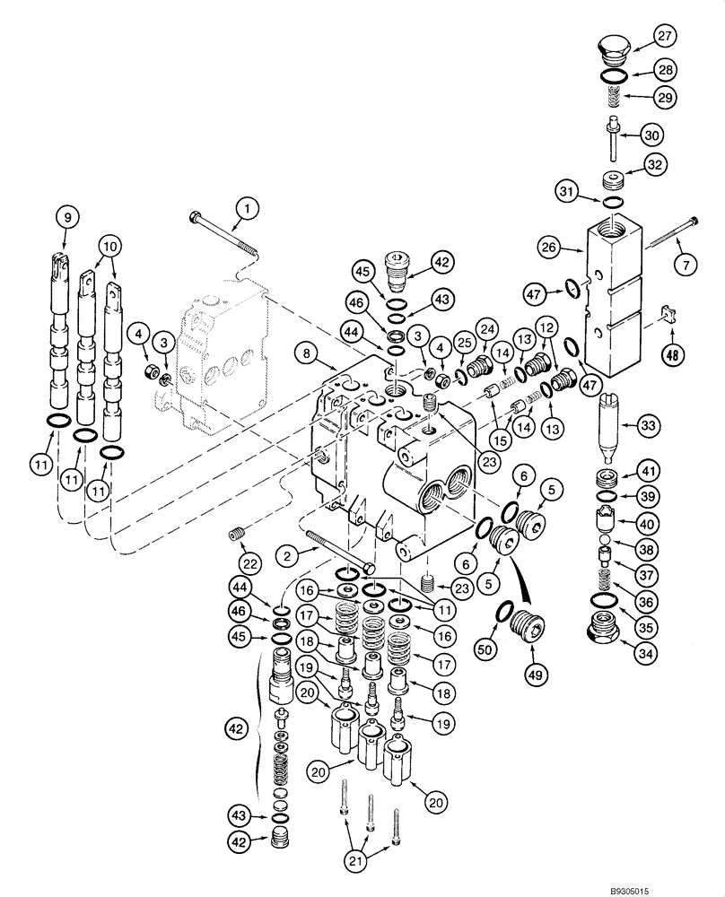 Схема запчастей Case 1845C - (08-63) - VALVE, CONTROL - BACKHOE (NORTH AMERICA), D125 (08) - HYDRAULICS