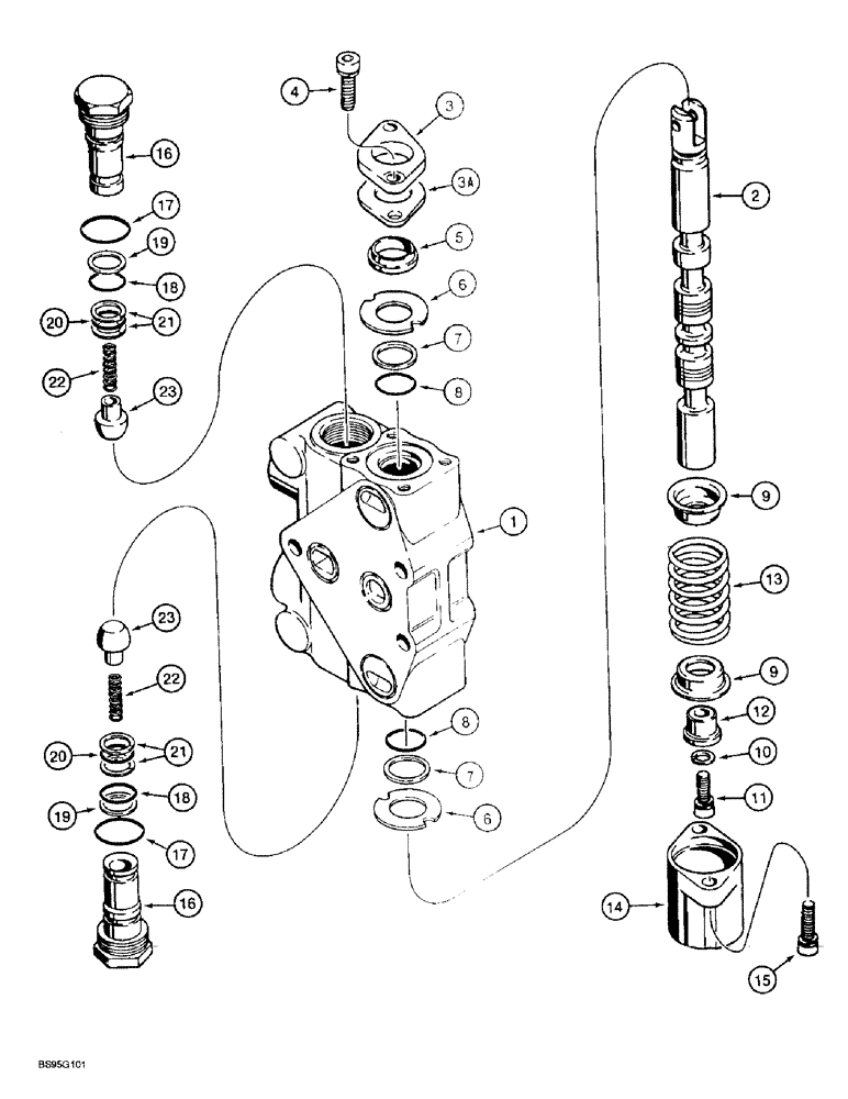 Схема запчастей Case 570LXT - (8-114) - THREE-POINT HITCH CONTROL VALVE, PITCH, TILT AND IMPLEMENT SECTIONS (08) - HYDRAULICS