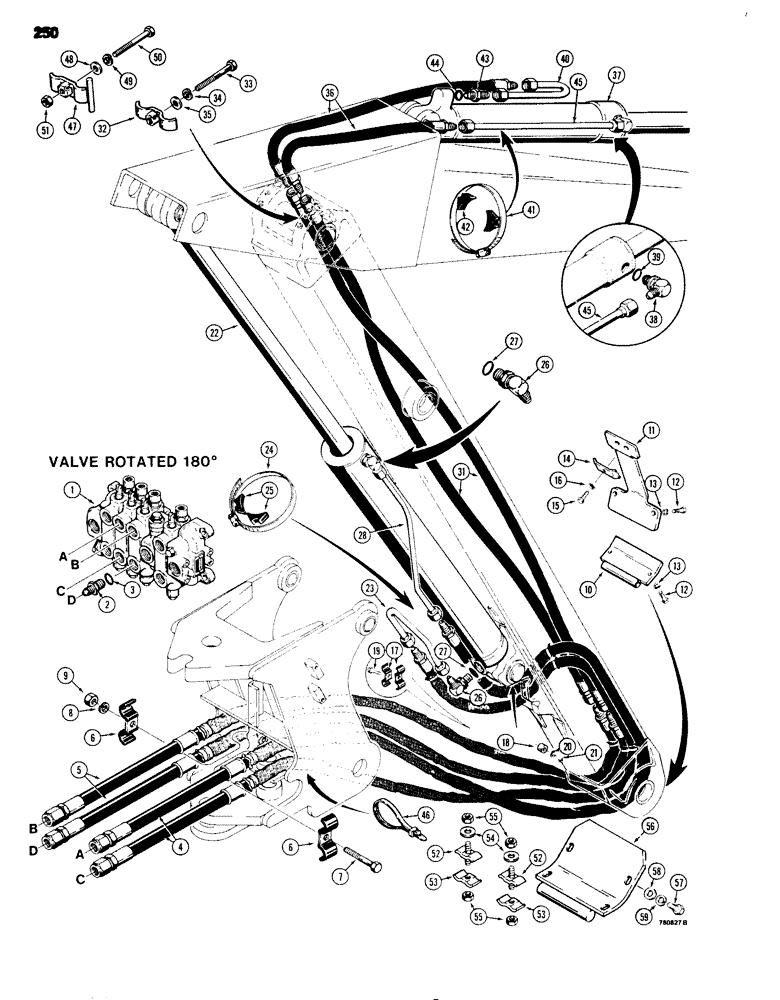 Схема запчастей Case 680G - (250) - BACKHOE DIPPER AND BUCKET CYLINDER HYDRAULIC CIRCUIT (08) - HYDRAULICS