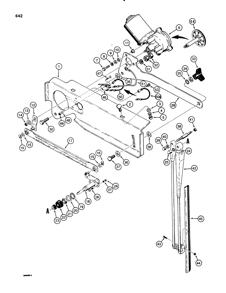 Схема запчастей Case 580E - (642) - CAB REAR WINDSHIELD WIPER, MODELS W/LONG WIPER POSITIONING LEVER, REF. 29, IF USED (09) - CHASSIS/ATTACHMENTS