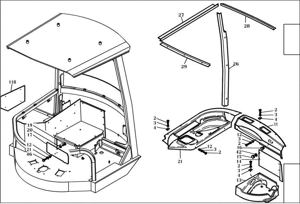 Схема запчастей Case 321D - (34.265[001]) - INTERIOR PANELLING CANOPY (OPTION) (S/N 591052-UP) No Description