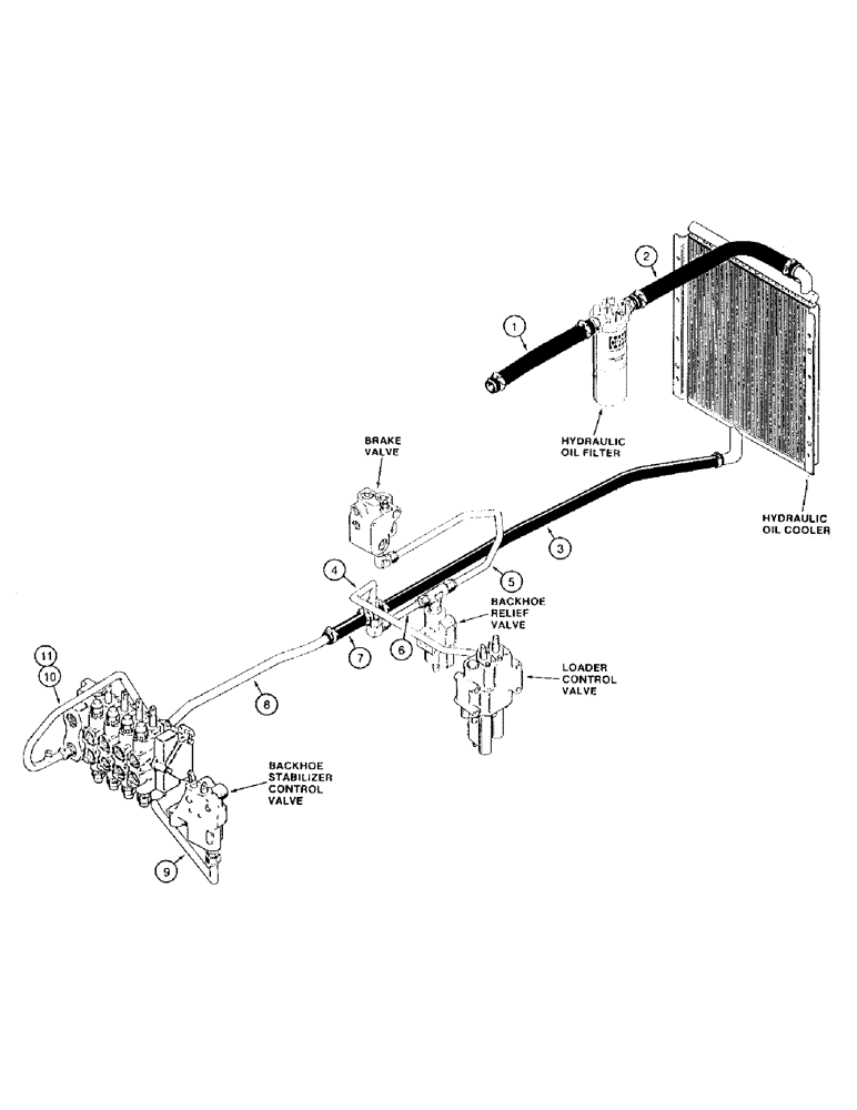 Схема запчастей Case 780D - (1-14) - PICTORIAL INDEX, EQUIPMENT HYDRAULICS, OIL COOLER TO FILTER & RETURN LINES (00) - PICTORIAL INDEX