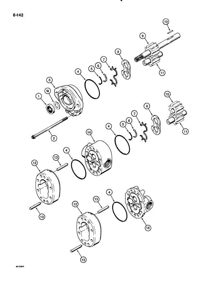 Схема запчастей Case 1835B - (6-142) - D121753 DUAL PUMP (06) - POWER TRAIN