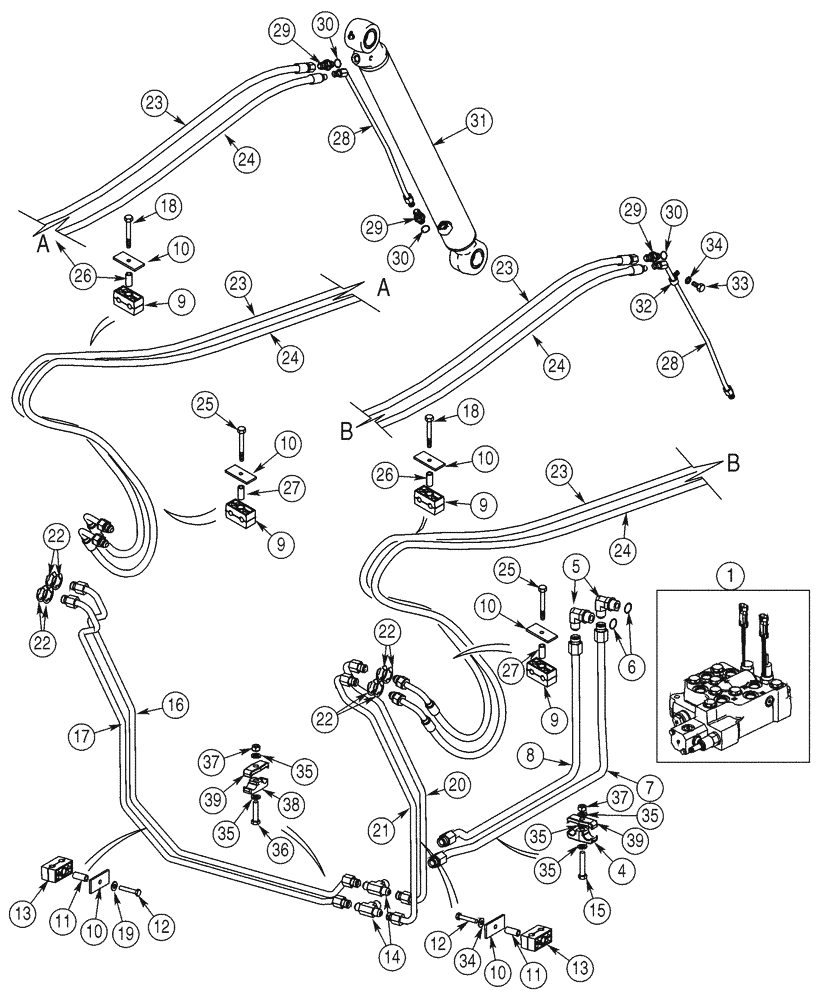 Схема запчастей Case 85XT - (08-05) - HYDRAULICS LOADER BUCKET, NORTH AMERICAN MODELS JAF0352234-, EUROPEAN MODELS JAF0352715- (08) - HYDRAULICS