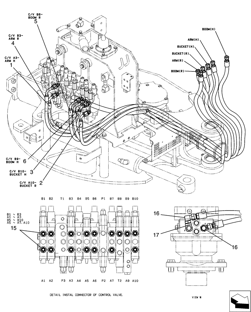 Схема запчастей Case CX31B - (01-034[01]) - HYD LINES, UPP (35) - HYDRAULIC SYSTEMS