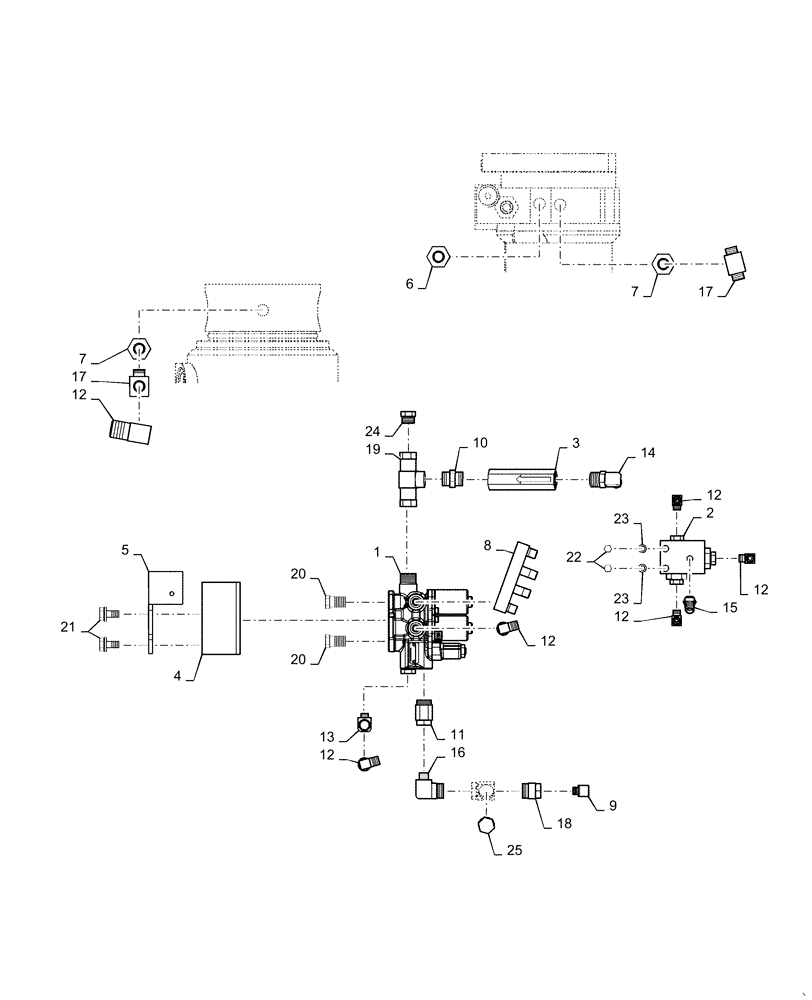 Схема запчастей Case CX36B - (01-058[02]) - CONTROL LINES, VALVE (35) - HYDRAULIC SYSTEMS