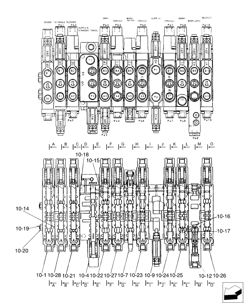 Схема запчастей Case CX36B - (01-031[02]) - VALVE INSTAL - ANGLE DOZER (35) - HYDRAULIC SYSTEMS