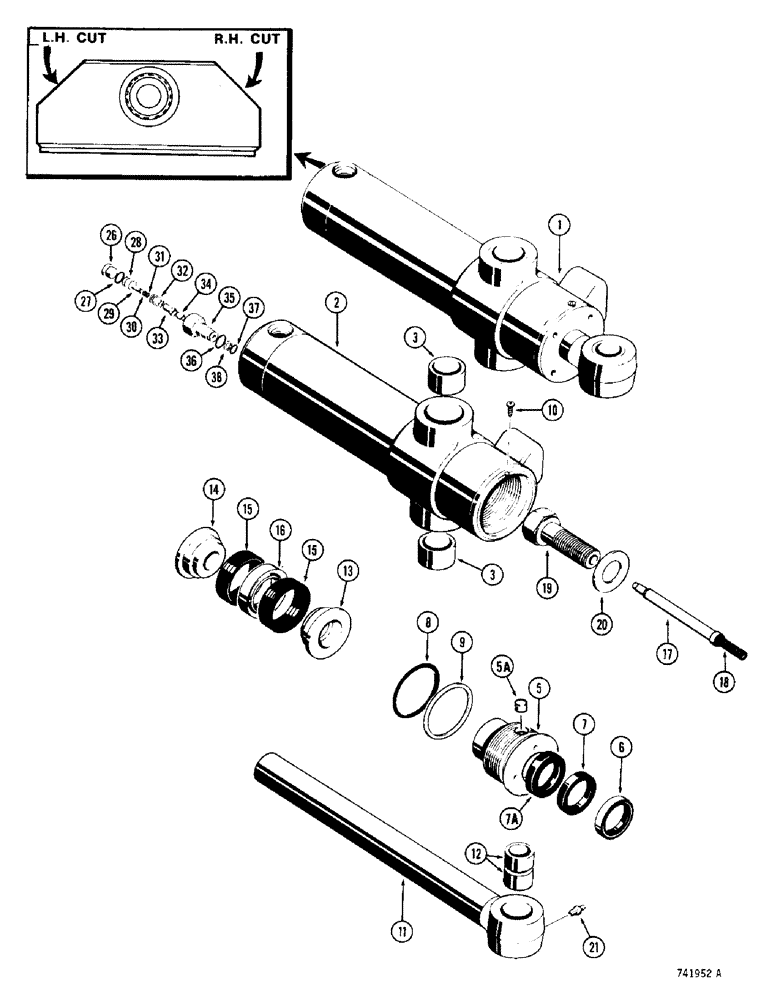 Схема запчастей Case 780 - (420) - G32440 AND G32441 BACKHOE SWING CYLINDERS, GLAND HAS NO I.D. MARKS (08) - HYDRAULICS