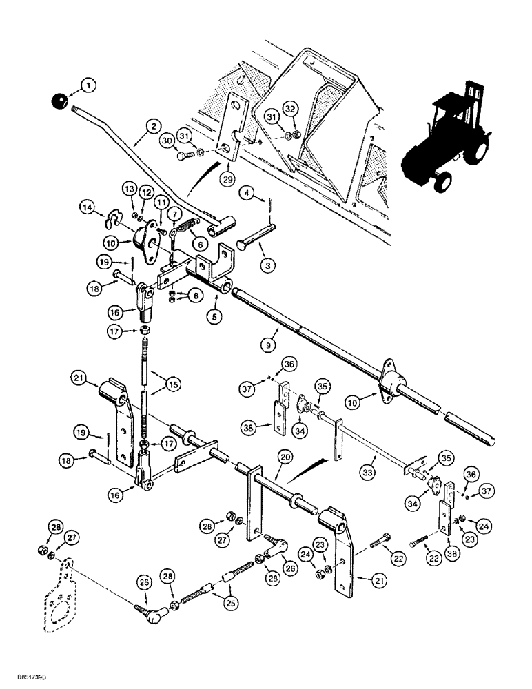 Схема запчастей Case 585E - (6-20) - SHUTTLE CONTROL AND LINKAGE (06) - POWER TRAIN