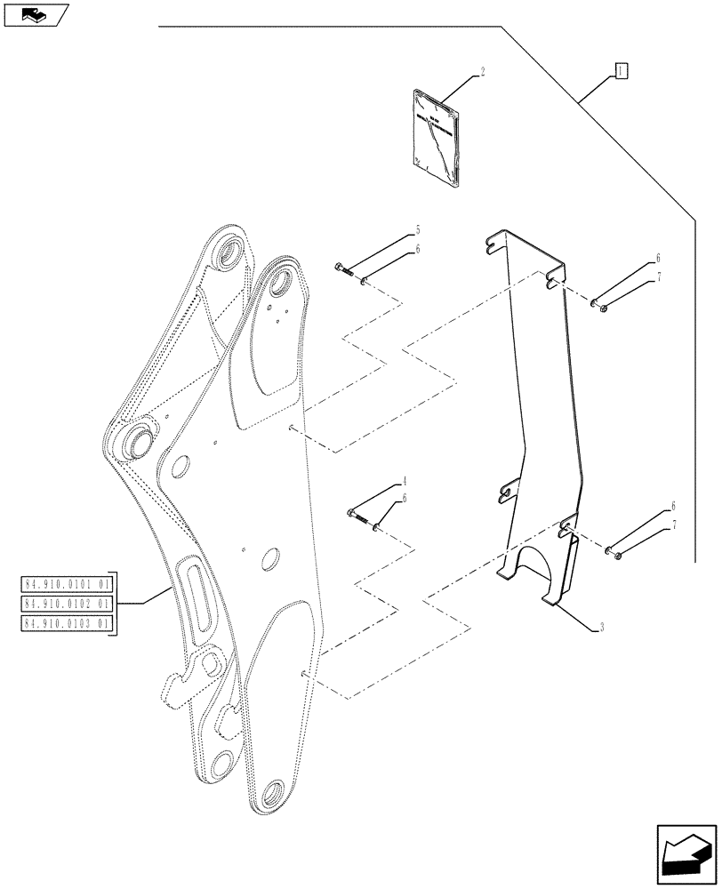 Схема запчастей Case 580SN WT - (88.084.11) - DIA KIT, BOOM GUARD - STANDARD DIPPER (88) - ACCESSORIES