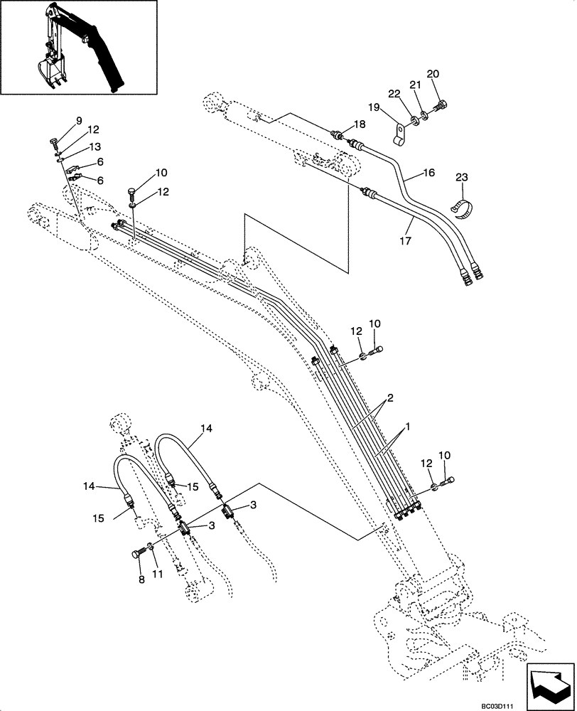 Схема запчастей Case CX36 - (08-17[00]) - HYDRAULIC LINES - BOOM (CX36 ASN PX11- 08901) (08) - HYDRAULICS