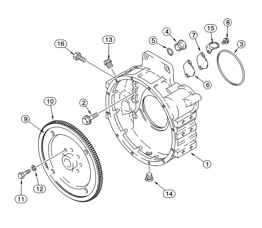 Схема запчастей Case 721C - (02-24) - FLYWHEEL AND HOUSING (02) - ENGINE