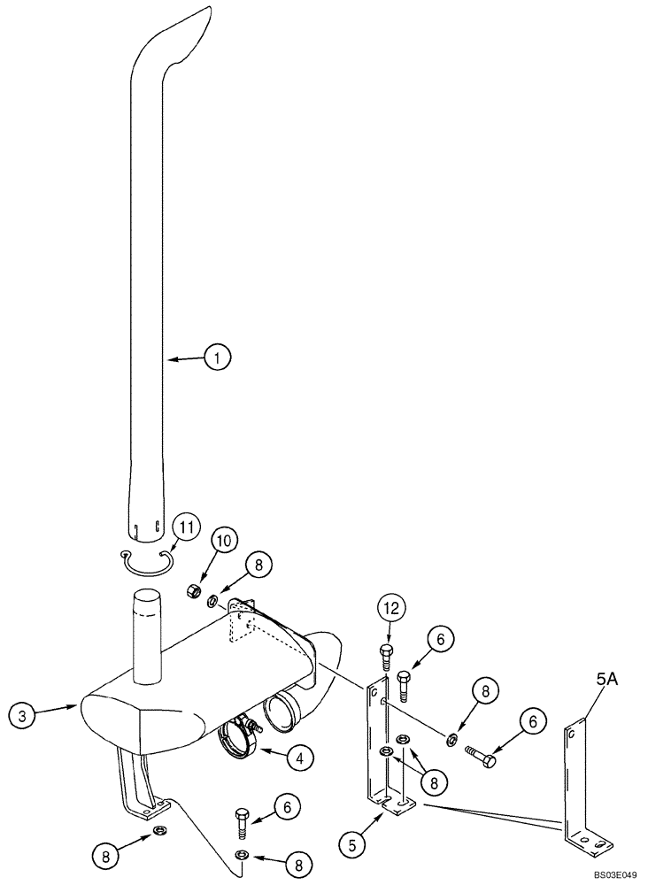 Схема запчастей Case 580M - (02-07) - MUFFLER - EXHAUST SYSTEM (MODELS WITH TURBOCHARGED ENGINE) (02) - ENGINE