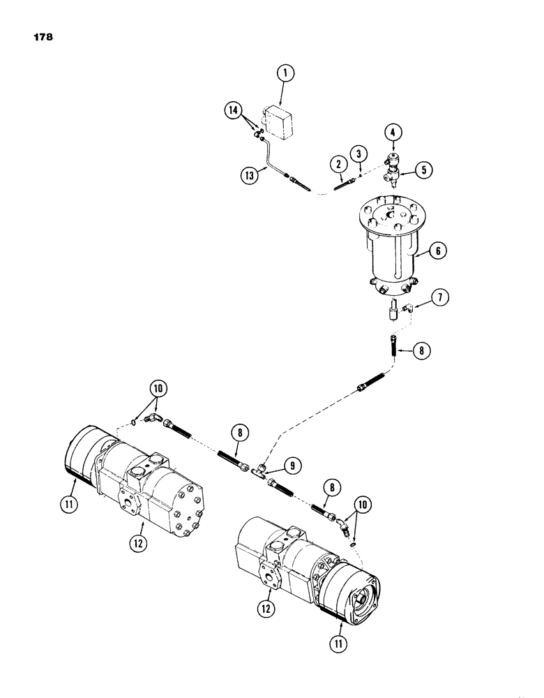 Схема запчастей Case 980B - (178) - DRIVE BRAKE TUBING, (USED ON UNITS WITH PIN 6204051 AND AFTER) (04) - UNDERCARRIAGE