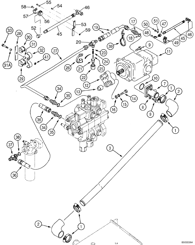 Схема запчастей Case 590SM - (08-01) - HYDRAULICS - PUMP, FILTER AND LOADER VALVE (08) - HYDRAULICS