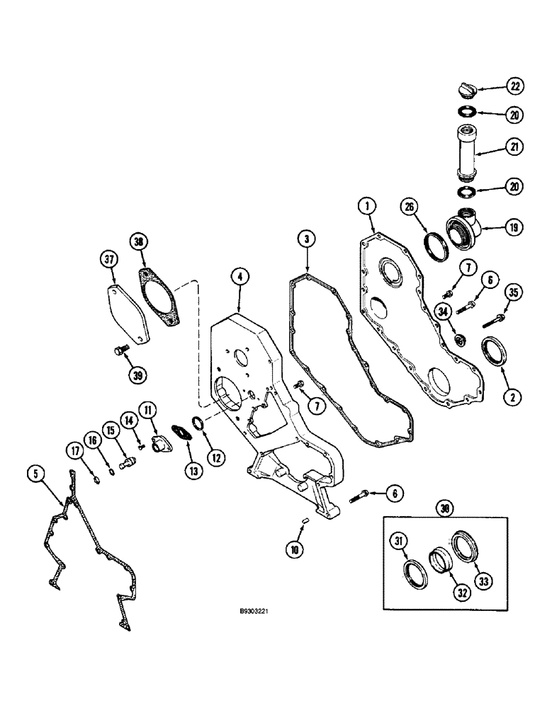 Схема запчастей Case 660 - (2-14) - FRONT GEAR COVER, 4-390 ENGINE (02) - ENGINE