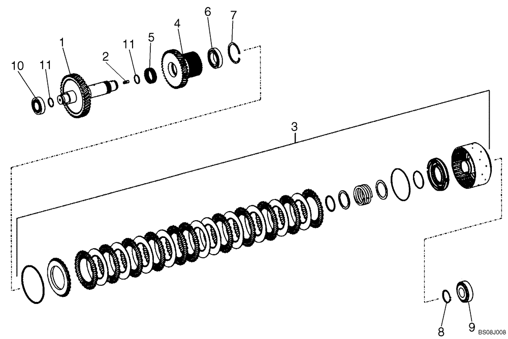 Схема запчастей Case 721E - (06-29) - TRANSMISSION - CLUTCH ASSY, REVERSE - P.I.N. N8F203816 AND AFTER (06) - POWER TRAIN