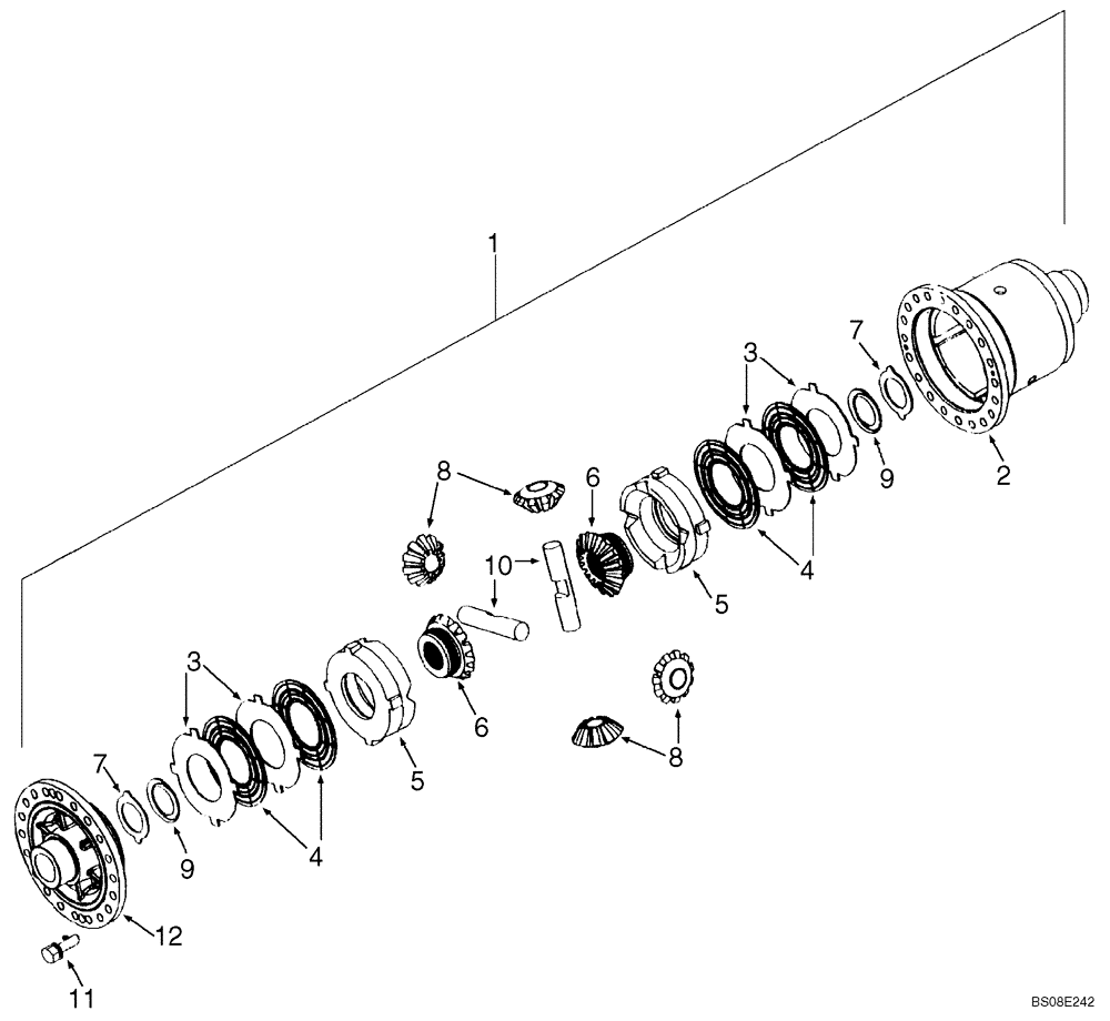 Схема запчастей Case 821E - (06-46A) - AXLE, FRONT - DIFFERENTIAL - P.I.N. N8F203870 AND AFTER (06) - POWER TRAIN