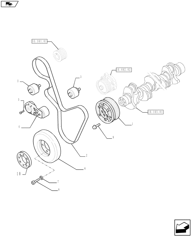 Схема запчастей Case F2CFE614A A013 - (10.103.04[01]) - DAMPER - PULLEY (504220573 - 504363515 - 504323018) (01) - ENGINE