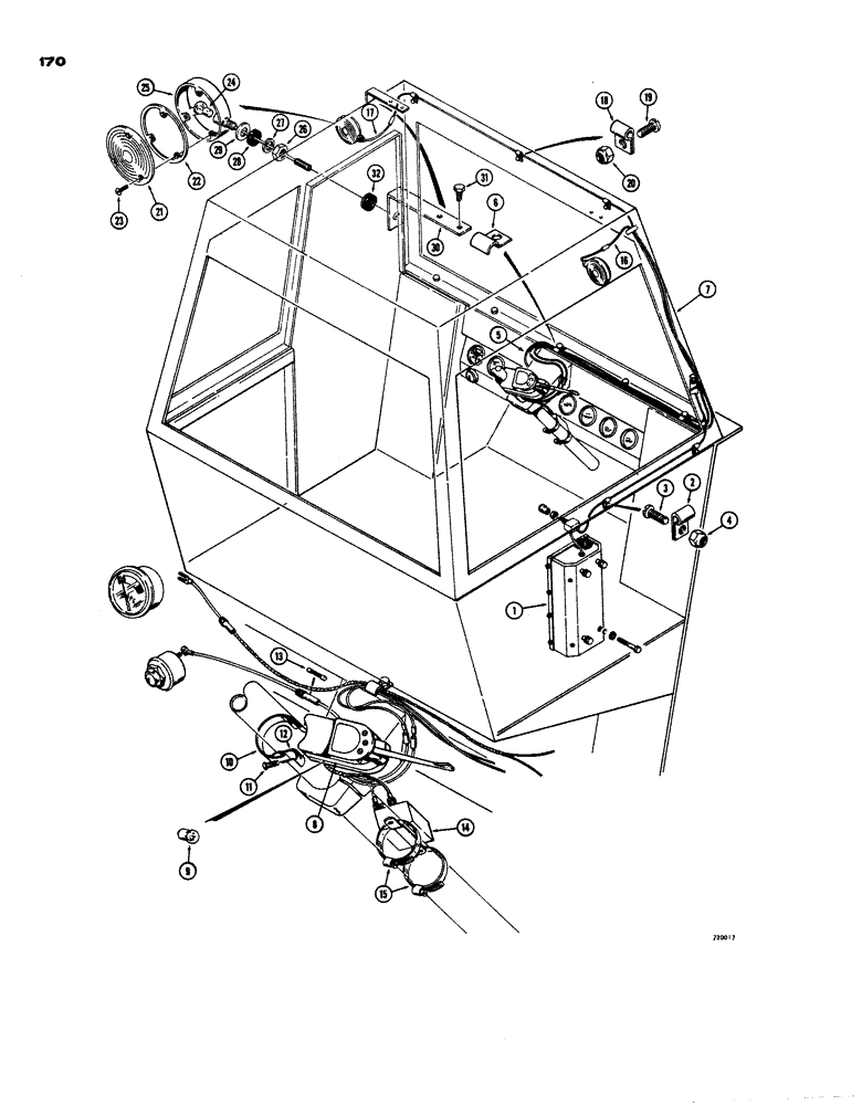 Схема запчастей Case W24 - (170) - CAB WIRING (04) - ELECTRICAL SYSTEMS