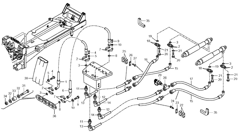 Схема запчастей Case 330 - (72A02010718[01]) - DUMPING SYSTEM - HYDRAULIC CIRCUIT (Jun 15 2007 7:34AM) (19) - OPTIONS