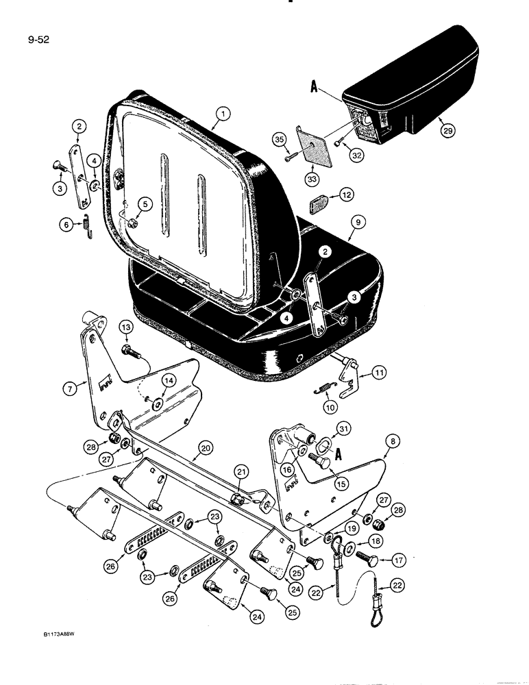 Схема запчастей Case 821 - (9-052) - SUSPENSION SEATS (09) - CHASSIS/ATTACHMENTS