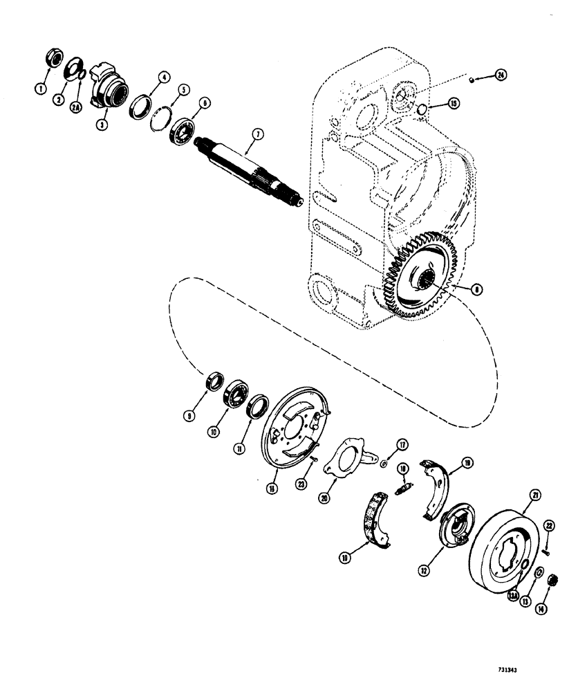 Схема запчастей Case W20 - (118) - L46456, L52101 AND L55661 TRANSMISSIONS, AXLE OUTPUT SHAFT AND PARKING BRAKE (06) - POWER TRAIN