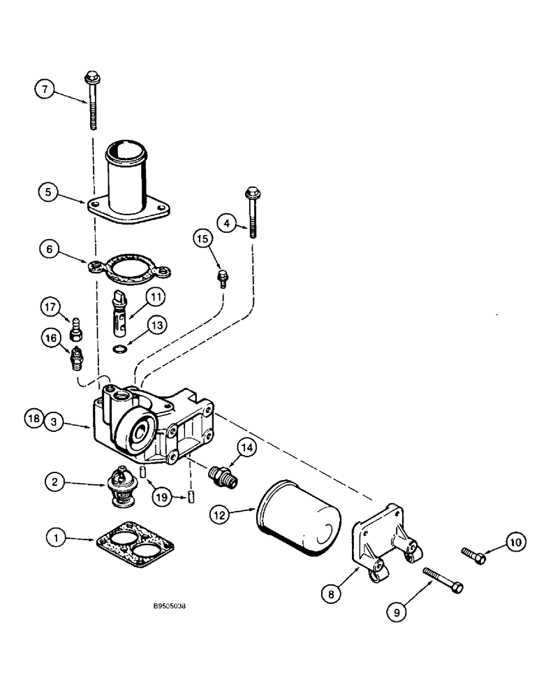 Схема запчастей Case 821B - (2-30) - THERMOSTAT HOUSING, 6T-830 ENGINE, PRIOR TO P.I.N. JEE0050601 (02) - ENGINE