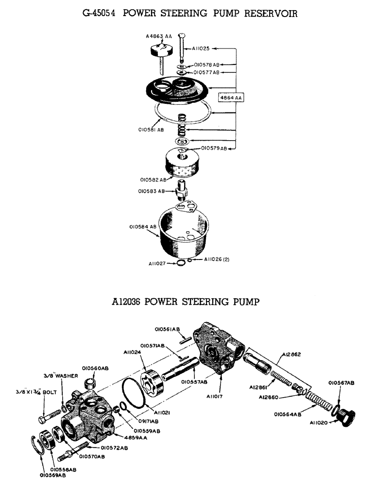 Схема запчастей Case W9 - (118) - G-45054 POWER STEERING PUMP RESERVOIR, A12036 POWER STEERING (05) - STEERING