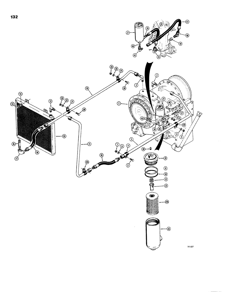 Схема запчастей Case W26B - (132) - TRANSMISSION HYDRAULIC SYSTEM, BEFORE TRACTOR SN. 9107521 (06) - POWER TRAIN