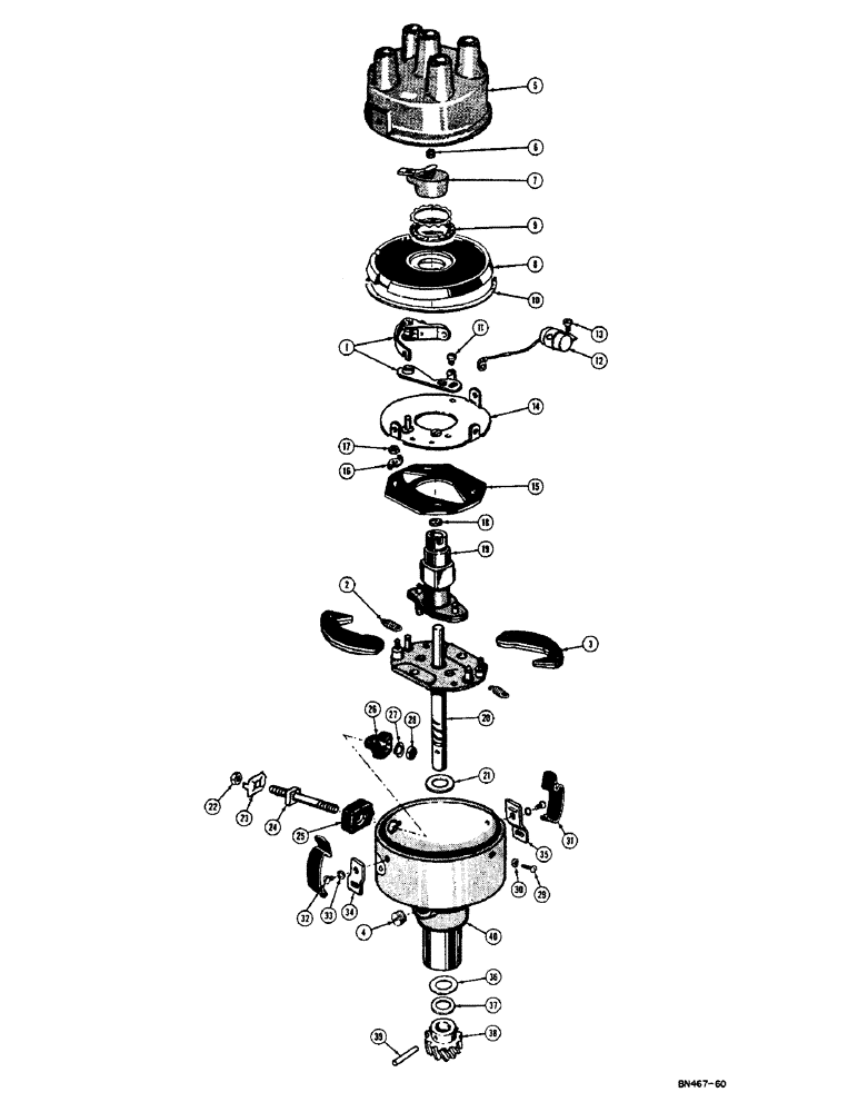 Схема запчастей Case 310C - (032) - DISTRIBUTOR (DELCO-REMY) (06) - ELECTRICAL SYSTEMS