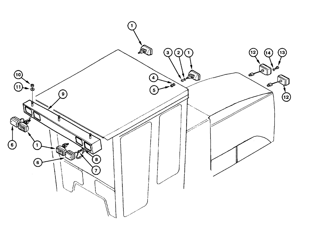 Схема запчастей Case 845 - (04.21[00]) - HEADLIGHT AND LANTERN - CAB (04) - ELECTRICAL SYSTEMS