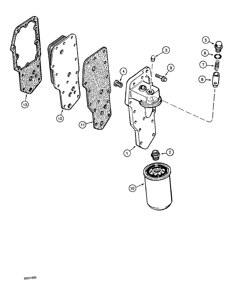 Схема запчастей Case 1150G - (2-028) - OIL FILTER AND COOLER, 6T-590 ENGINE, PRIOR TO JJG0218023 AND JJG0218024 - JJG0218478 (01) - ENGINE